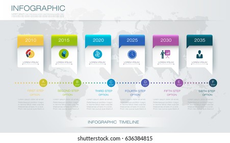 Vector infographics timeline design template with 3D paper label and graph 6 steps options. For workflow layout diagram, infograph business, infographic, flowchart, process diagram, time line, chart