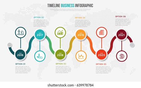 Vector infographics timeline design template with 3D paper label, integrated circles background. Timeline infographic design vector and marketing icons.