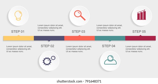 Vector infographics timeline design template with 3D paper circles. Blank space for content, business, infographic, diagram, flowchart, process, diagram, time line
