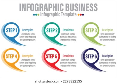  Vector infographics or timeline Six circles cards connected by arrows. Business concept of 6 steps. Design template for diagram, web, banner, workflow layout