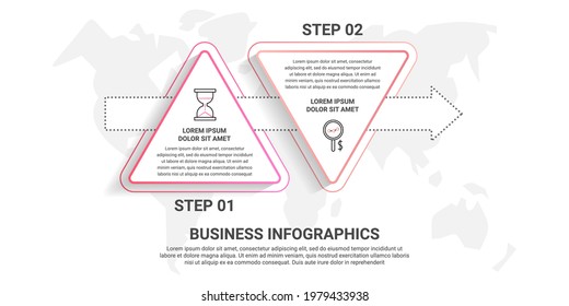 Vector infographics from triangles. 2 step timeline concept for chart, data, website, diagram, presentations and business.