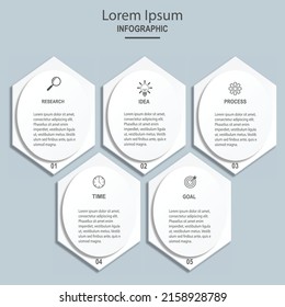vector infographictemplate with 3D paper label.integrated circles. business concept with 5 options forcontendiagram,flowchart,steps.parts,timeline infographic.