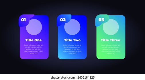 Vector inforgraphic fluid step template. Modern style colorful gradient on poster page with circle frame on black. Design element for info graphic presentation, web, flowchart, project, banner