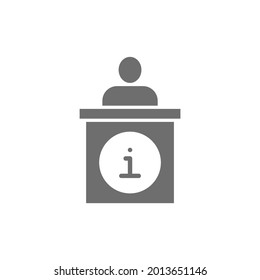 Vector information desk, help mark grey icon.