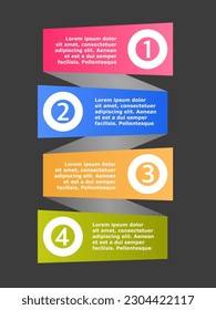 Vector information graphic web template with four steps marked with numbers and place for text
