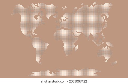 Vector. Information graphics. The world map is divided into six perforated continents, consisting of stars: North America, South America, Africa, Europe, Asia and Australia, Oceania. No inscriptions.