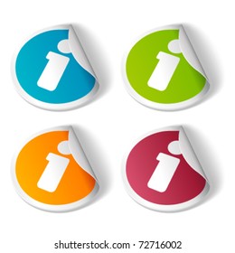 Vector Information Icon On Sticker Set. Transparent Shadow Easy Replace Background And Edit Colors.