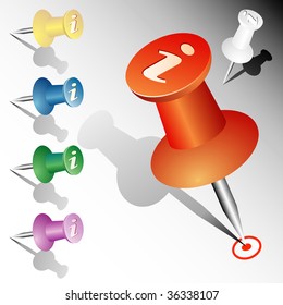 vector information marker pins in six colors