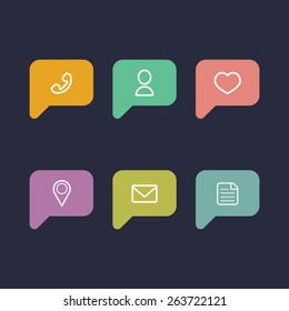 Vector information and notification icons in flat style