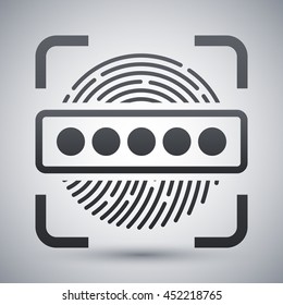 Vector Information Security Concept - Fingerprint Scanner and Password icon. Information Security Concept - Fingerprint Scanner and Password simple icon on a light gray background