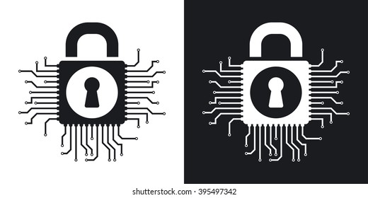 Vector information security concept icon. Two-tone version on black and white background