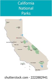 vector informational map of california national parks