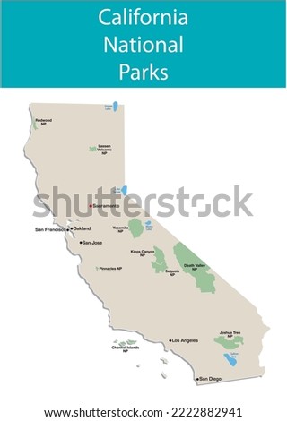 vector informational map of california national parks