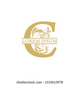 vector Initial c letter luxury beauty flourishes ornament monogram wedding icon logo vintage