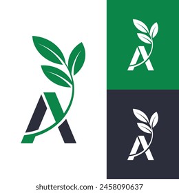 Vector A initial Eco and Tree Plantation letter logo minimal creative style