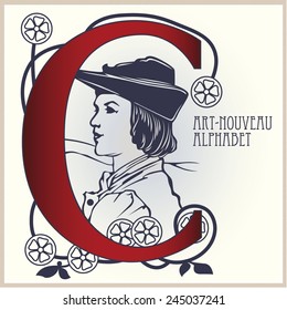 Vector Initial of the English alphabet of art-nouveau (based on original letters)