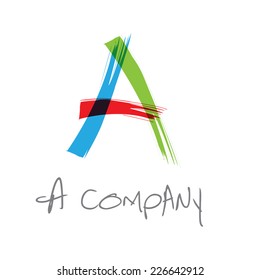 Vector initial letter A, scrawled text