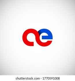 Vector Initial letter ae lowercase linked red blue logo isolated on white background. Modern design.
