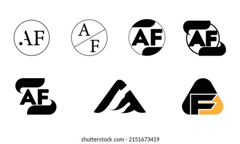 Vector Initial letter AF uppercase linked Black logo isolated on white background. Modern design.