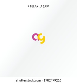 Vector initial letter ag lowercase linked magenta deep yellow logo isolated on white background. Modern design.