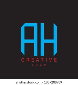 Vector Initial letter AH Upperrcase linked black logo isolated on white background. Modern design
