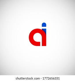 Vector Initial letter ai lowercase linked red blue logo isolated on white background. Modern design.