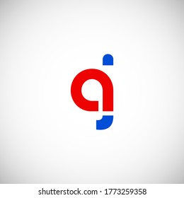 Vector Initial letter aj lowercase linked red blue logo isolated on white background. Modern design.
