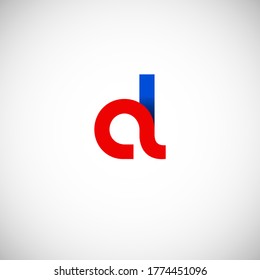 Vector Initial letter al lowercase linked red blue logo isolated on white background. Modern design.