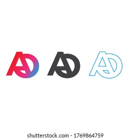 Vector Initial letter AO uppercase linked red blue logo isolated on white background. Modern design.