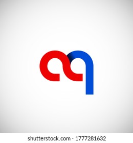 Vector Initial letter aq lowercase linked red blue logo isolated on white background. Modern design.