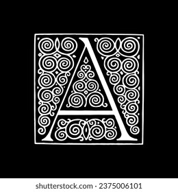 Vector Initial letter A in Art Nouveau style Graphics
