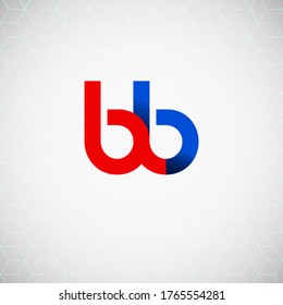 Vector Initial letter bb lowercase linked red blue logo isolated on white background. Modern design.