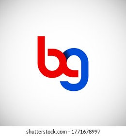 Vector Initial letter bg lowercase linked red blue logo isolated on white background. Modern design.