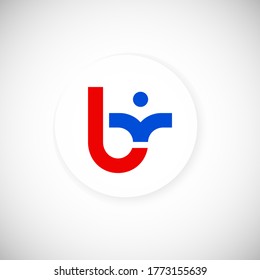 Vector Initial letter bi lowercase linked red blue logo isolated on white background. Modern design.