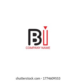 Vector Letra inicial BI logotipo negro enlazado en mayúsculas aislado en fondo blanco. Diseño moderno EPS 10.