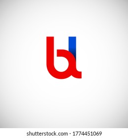 Vector Initial letter bl lowercase linked red blue logo isolated on white background. Modern design.