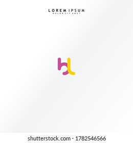 Vector initial letter bl lowercase linked purple deep yellow logo isolated on white background. Modern design.
