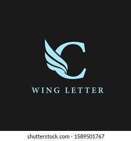 vector initial letter c business wing logo icon corporate technology concept blue color