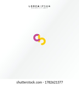 Vector initial letter cb lowercase linked purple deep yellow logo isolated on white background. Modern design.
