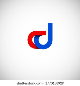 Vector Initial letter cd lowercase linked red blue logo isolated on white background. Modern design.