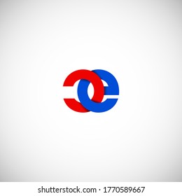 Vector Initial letter ce lowercase linked red blue logo isolated on white background. Modern design.