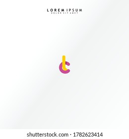 Vector initial letter cl lowercase linked purple deep yellow logo isolated on white background. Modern design.