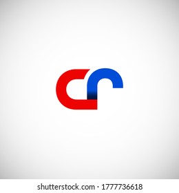 Vector Initial letter cr lowercase linked red blue logo isolated on white background. Modern design.