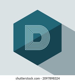 vector Initial letter D hexagon flat design with shadow. universal icon design template.