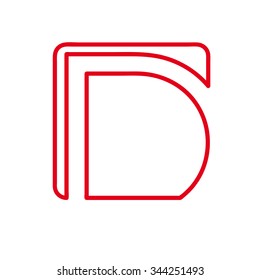 Vector initial letter D. Sign made with red line 