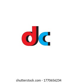 Vector Initial letter dc lowercase linked red blue logo isolated on white background. Modern design.