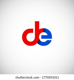 Vector Initial letter de lowercase linked red blue logo isolated on white background. Modern design.