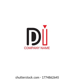 Vector Initial letter DI uppercase linked black logo isolated on white background. Modern design EPS 10.