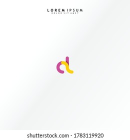 Vector initial letter dz lowercase linked purple deep yellow logo isolated on white background. Modern design.