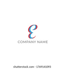 Vector Initial letter ee lowercase linked red blue logo isolated on white background. Modern design.